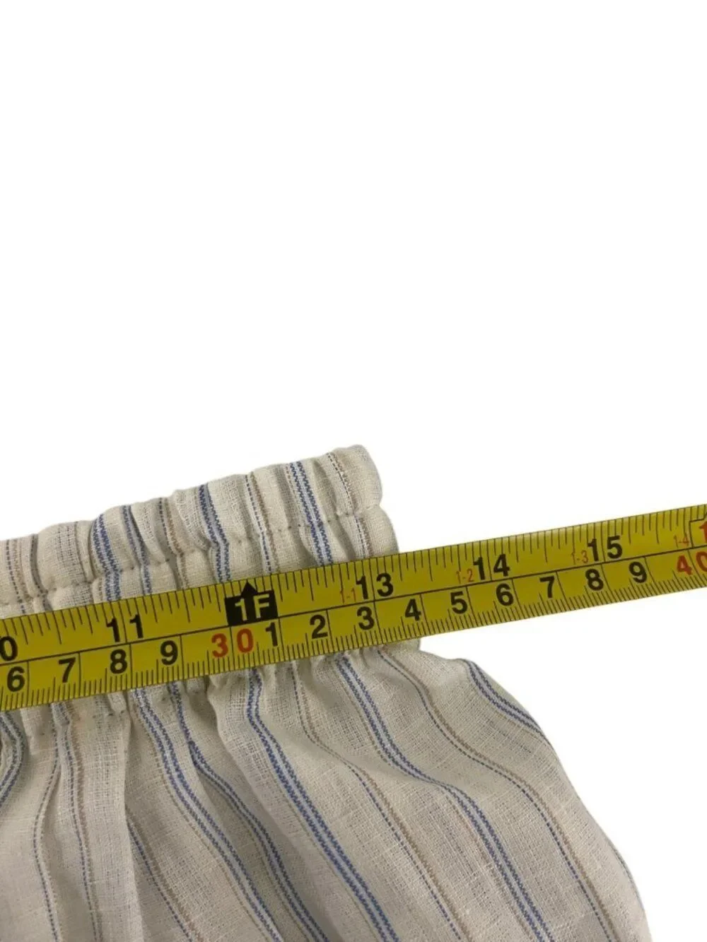 Zara ZW Womens Balloon Pants Trousers XS S White blue striped Linen 3736/249 NWT